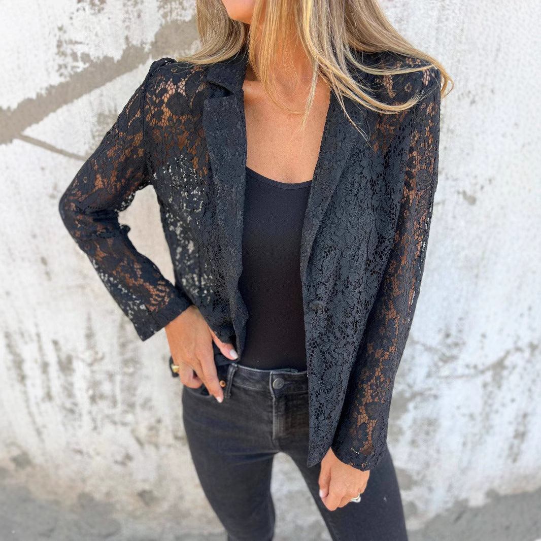 Lightweight and chic lace blazer jacket