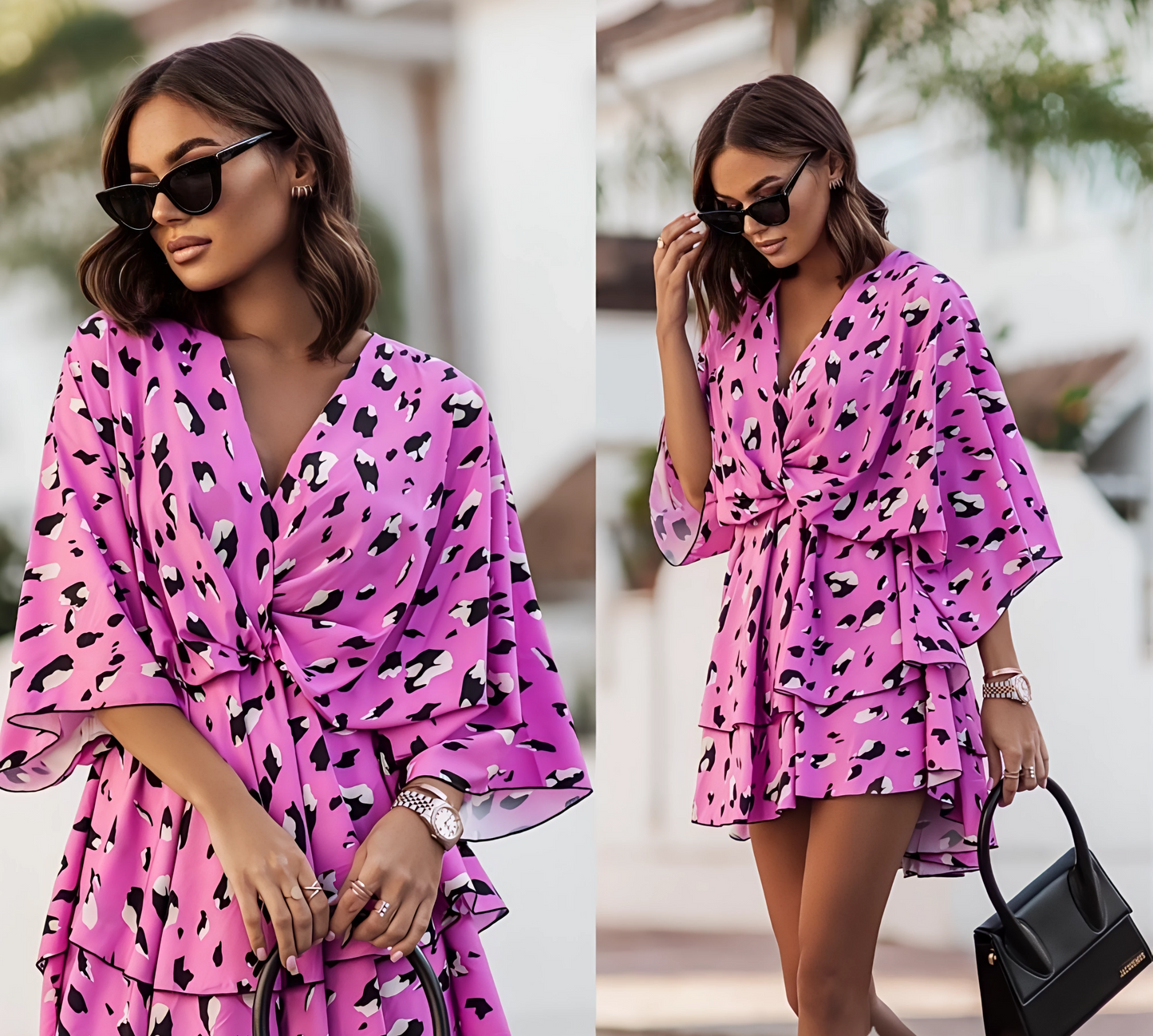 Flowing dress, feminine and bold