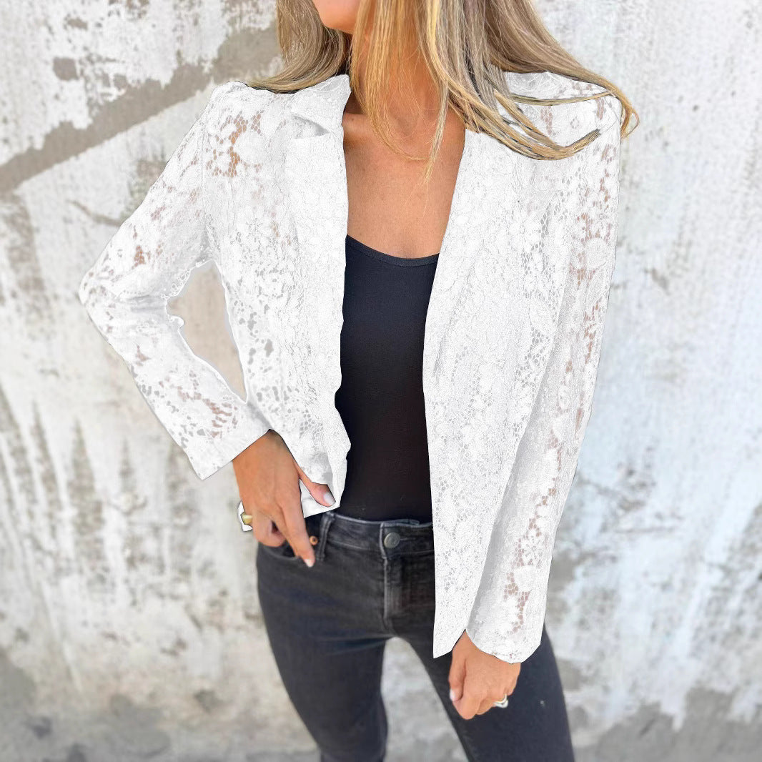 Lightweight and chic lace blazer jacket