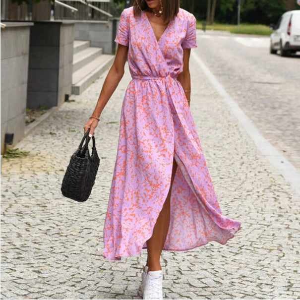 Bohemian printed wrap dress for everyday comfort