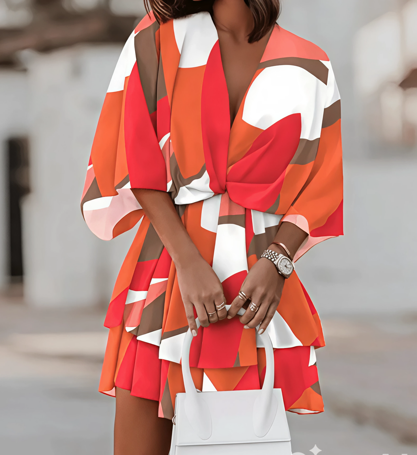 Flowing dress, feminine and bold