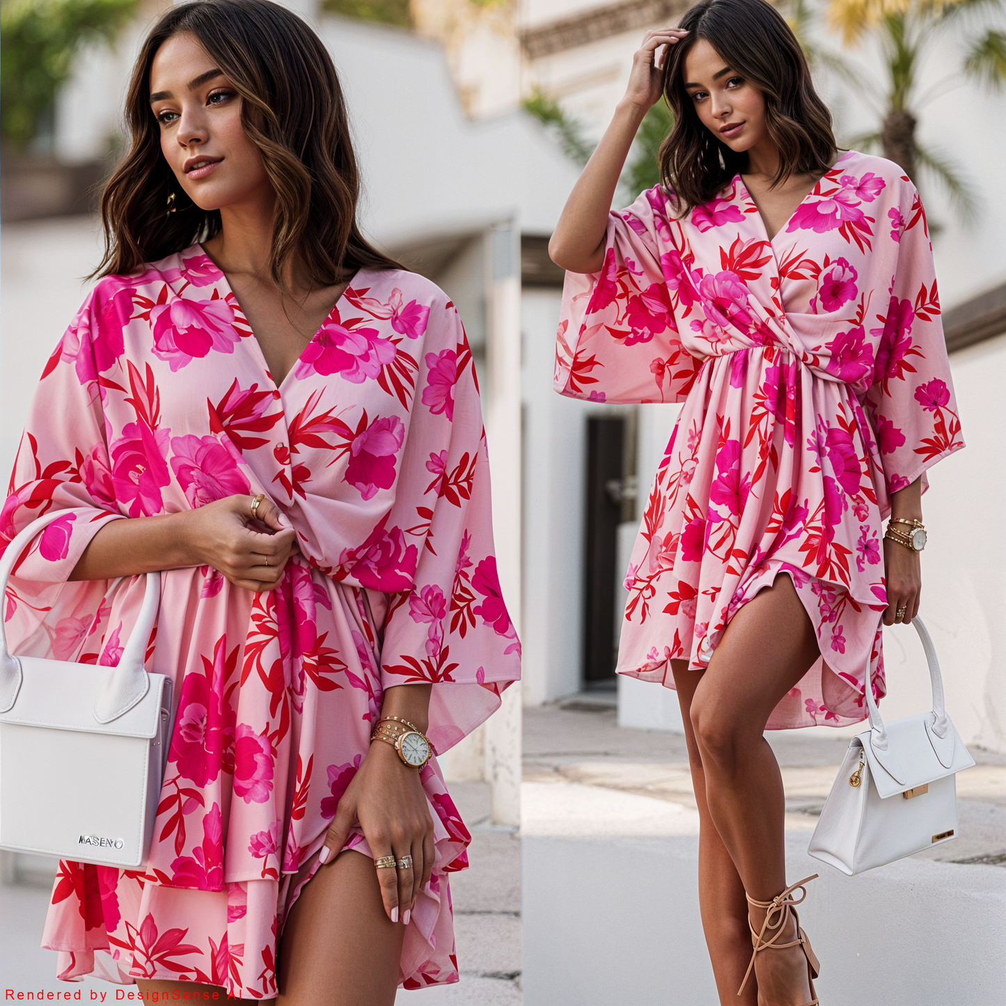 Flowing dress, feminine and bold