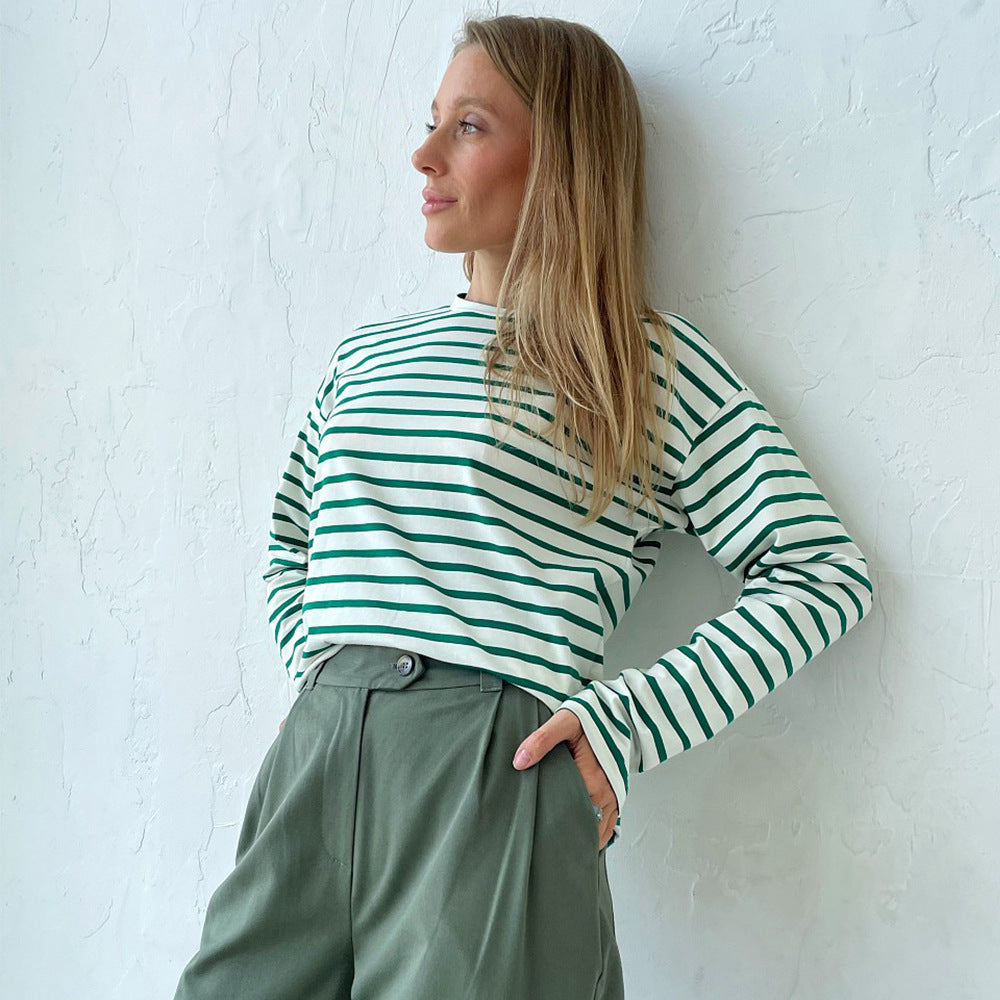 T-shirt Femme Rayé – Coton Doux & Coupe Décontractée