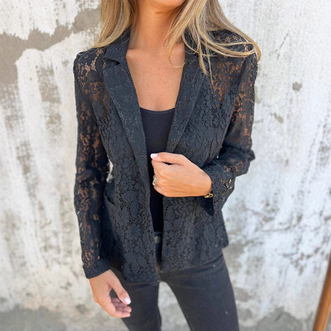 Lightweight and chic lace blazer jacket