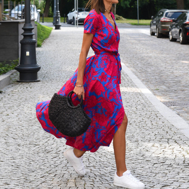Bohemian printed wrap dress for everyday comfort
