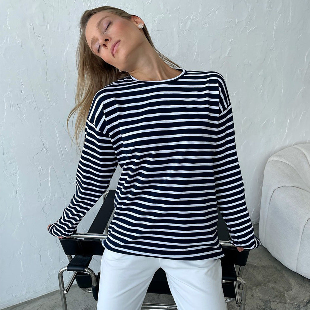 T-shirt Femme Rayé – Coton Doux & Coupe Décontractée