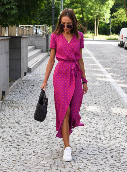 Bohemian printed wrap dress for everyday comfort