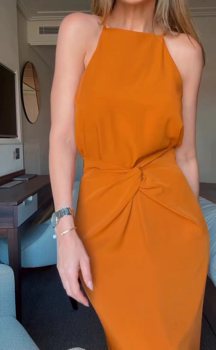 New solid summer dress with spaghetti straps, sleeveless