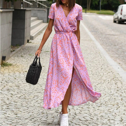 Bohemian printed wrap dress for everyday comfort