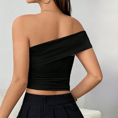 Off-the-shoulder cropped tank top