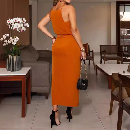 New solid summer dress with spaghetti straps, sleeveless